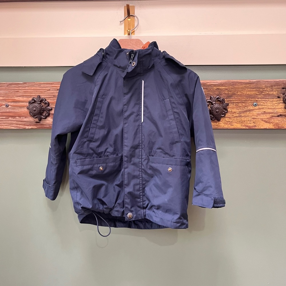 Polarn O. Pyret Sweden Navy Blue 3-in-1 Shell Jacket Removable Liner 104 3-4Y